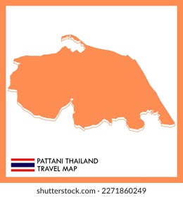 Orange Karte Pattani Provinz ist eine von Thailand mit der nationalen Flagge Symbol.