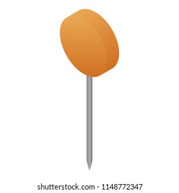 Orange map pin icon. Isometric of orange map pin vector icon for web design isolated on white background