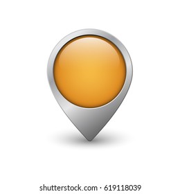Orange map pointer  with metal frame and shadow