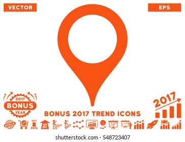 Orange Map Pointer pictogram with bonus 2017 year trend design elements. Vector illustration style is flat iconic symbols, white background.