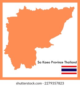 Orange Map Sa Kaeo province is a part of Thailand with flag image.