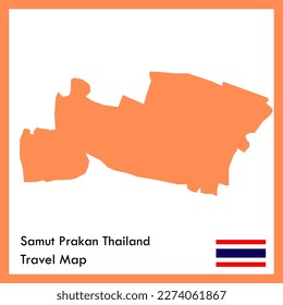 Orange Map Samut Sakhon Provinz ist ein Teil von Thailand mit Flaggenbild.