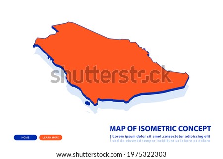 Orange map of Saudi Arabia on white background. Vector modern isometric concept greeting Card illustration eps 10.