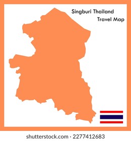 Orange Map Singburi Province is a part of Thailand with a picture of the flag.