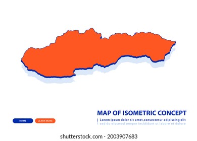 Orange map of Slovakia on white background. Vector modern isometric concept greeting Card illustration eps 10.