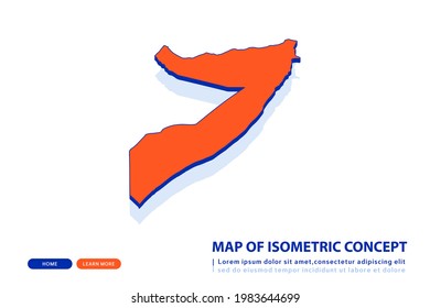 Orange map of Somalia on white background. Vector modern isometric concept greeting Card illustration eps 10.