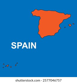 orange map of spain vector illustration