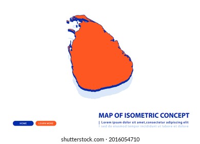 Orange map of Sri Lanka on white background. Vector modern isometric concept greeting Card illustration eps 10.