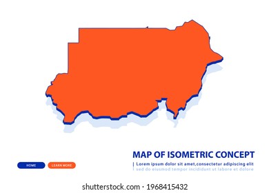 Orange map of Sudan on white background. Vector modern isometric concept greeting Card illustration eps 10.