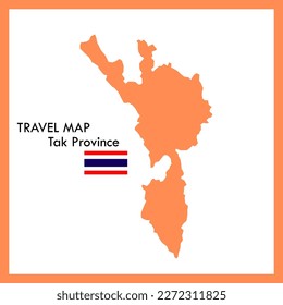 Orange map, Tak Province is one of Thailand with flag image.
