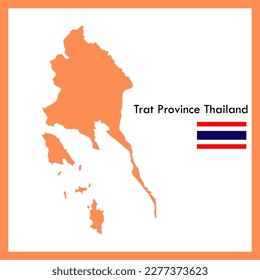 Orange Map Trat Province ist Teil von Thailand mit Flaggenbild.