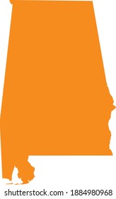 Mapa naranja del estado federal de los Estados Unidos de Alabama (Estado de Yellowhammer)