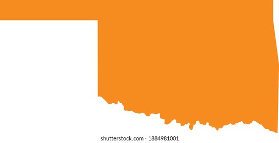 Orange map of US federal state of Oklahoma (Native America)