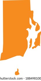 Orange Karte des US-Bundesstaates Rhode Island (Ocean State)