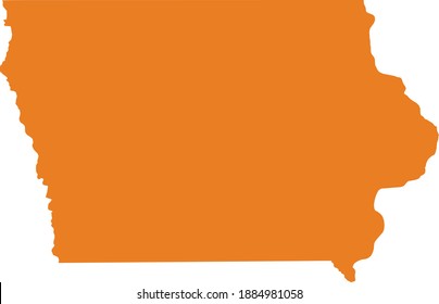 Orange Map Of US Federal State Of Iowa (Hawkeye State)