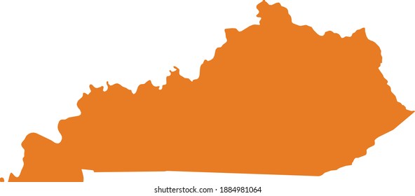 Orange Map Of US Federal State Of Kentucky (Bluegrass State)