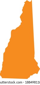 Orange map of US federal state of New Hampshire (Granite State)