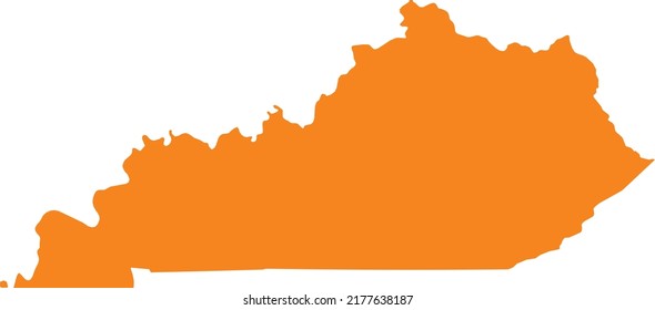 Orange Map of US federal state of Kentucky