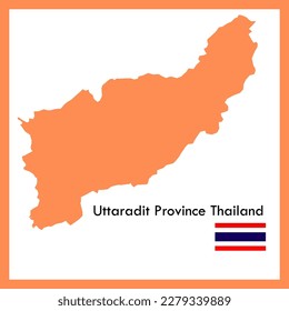 Die Provinz Orange Map Uttaradit ist Teil von Thailand mit einer nationalen Flagge.