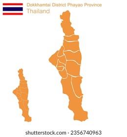 orange map vector Dok Khamtai District is a district of Phayao Province with separate boundary lines