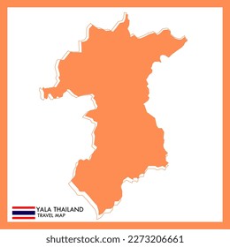Orange Map Yala Province is a part of Thailand with a national flag.