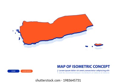 Orange map of Yemen on white background. Vector modern isometric concept greeting Card illustration eps 10.