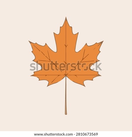 Orange maple leaf flat gradient vector botanical illustration