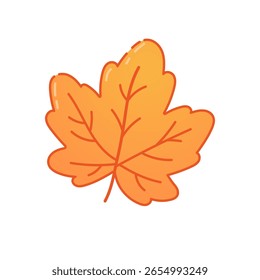 Ícone de folha de bordo laranja no estilo de desenho animado de outono