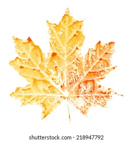 Orange maple leaf in watercolor style