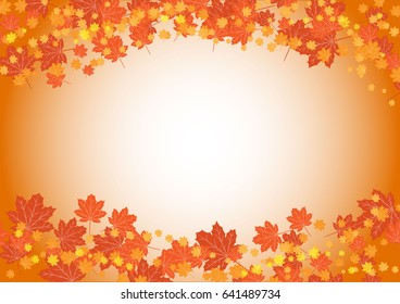 orange maple leaves and white light bubble vector background, autumn and sunlight concept, space for text or message design, card or wallpaper for christmas and new year day