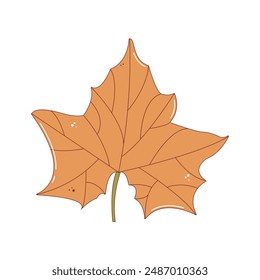 Orange maple tree leaf. Autumn fallen leaf, Colorful autumn concept. Fall foliage decoration, Seasonal holiday thanksgiving greeting card. Trendy flat vector isolated illustration.