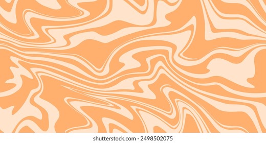 Orange marble acrylic swirl seamless pattern, ice cream texture, watercolor marble background. 1970s trippy summer pattern.