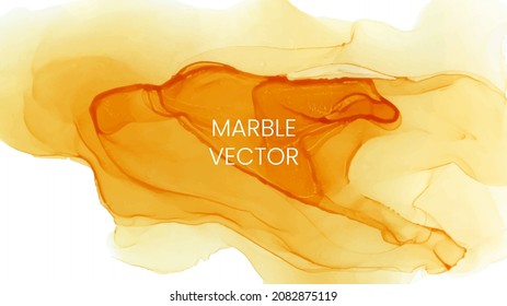 Orange marble art web background. Vector alcohol ink illustration template.