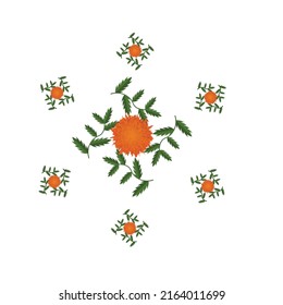 Orange marigolds decorative background. Symbol of mexican holiday Day of dead. Eps 10. Vector illustration.