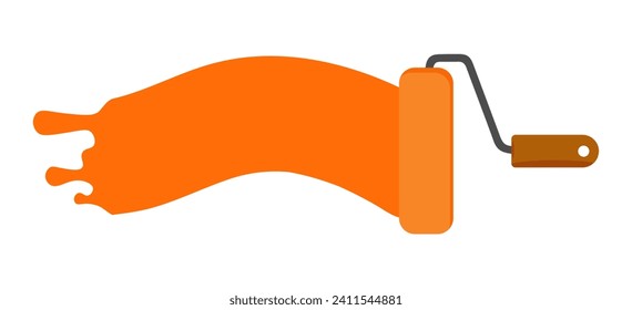 Marca naranja con rachas de un pincel de rodillos sobre un fondo blanco. Ilustración vectorial de encabezados, carteles y anuncios