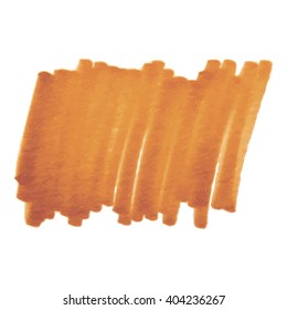 Orange marker brush stroke.Hand drawn frame background. Vector paint stain