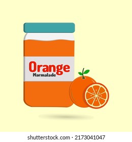 Orange marmalade jam icon vector illustration with jar and orange slice fruit picture