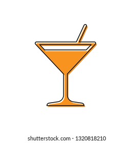 Orange Martini glass icon isolated on white background. Cocktail icon. Wine glass icon. Vector Illustration