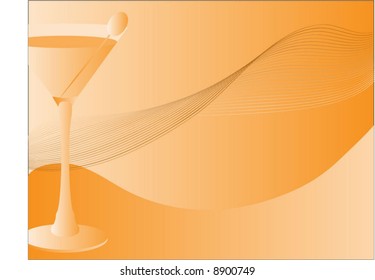 Orange Martini with olive (abstract background)