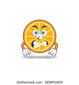 Orange mascot character with angry expression. vector illustration