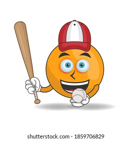 Orange mascot character with baseball playing gear. vector illustration
