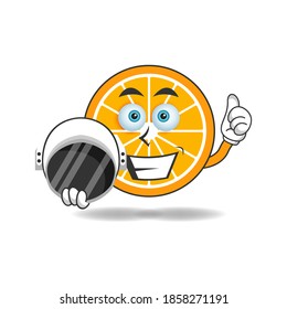 The Orange mascot character becomes an astronaut. vector illustration