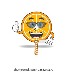 The Orange mascot character becomes a businessman. vector illustration