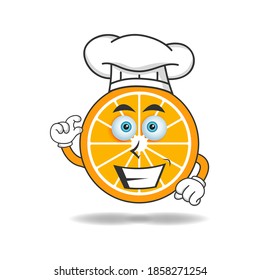 The Orange mascot character becomes a chef. vector illustration