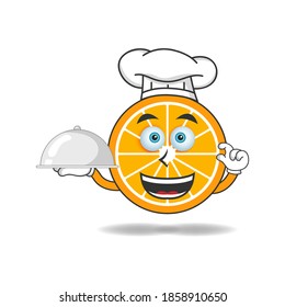 The Orange mascot character becomes a chef. vector illustration