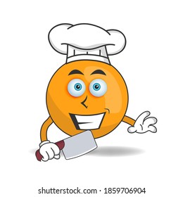 The Orange mascot character becomes a chef. vector illustration
