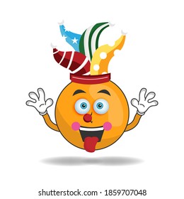 The Orange mascot character becomes a clown. vector illustration