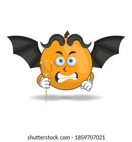 El personaje de la mascota naranja se convierte en un demonio. ilustración vectorial