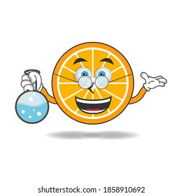 The Orange mascot character becomes a scientist. vector illustration