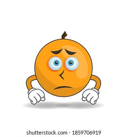 Orange mascot character with sad expression. vector illustration